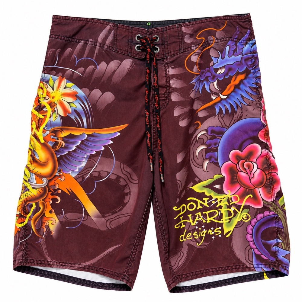 Vintage Ed Hardy Christian Audigier Men's 16 36" Dragon Y2K Board Shorts